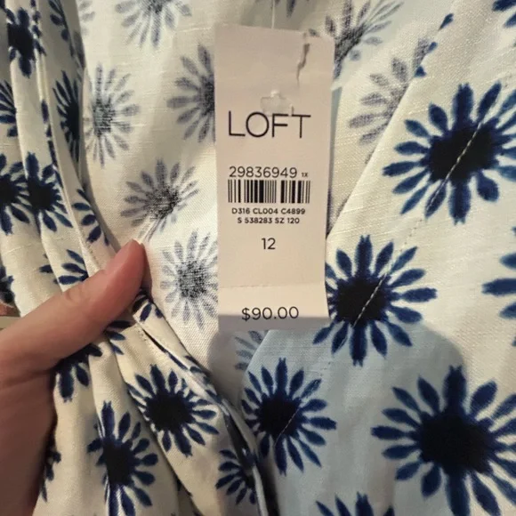 LOFT Blue and White Floral Jumpsuit - Picture 2 of 4